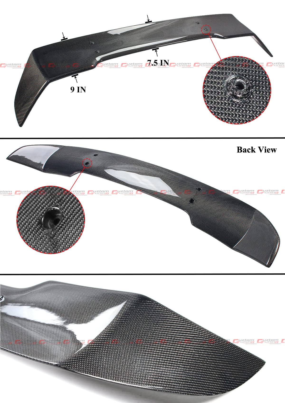 Amazon | 本物のカーボンファイバー スワンネック STIスタイル ハイ